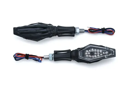 Kuryakyn Skeleton Hand Turn Signals With Black Stem & Black Heads (2527)