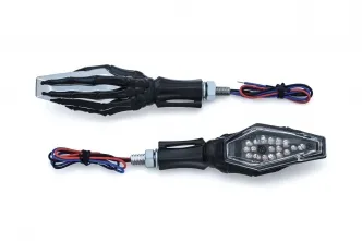 Kuryakyn Skeleton Hand Turn Signals With Black Stem & Chrome Heads (2529)