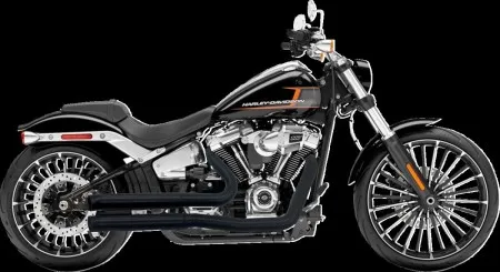 Bassani Exhaust System Pro Street Turn Out in Black Finish For 2018-2024 Softail Breakout, Fat Boy & FXDR Models (1S34DB)