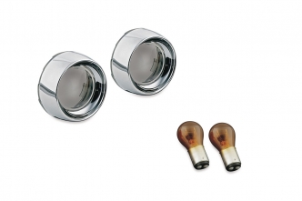 Kuryakyn Deep Dish Bezels With Smoke Lenses & Amber 2-Circuit Bulbs In Chrome Finish (2270)