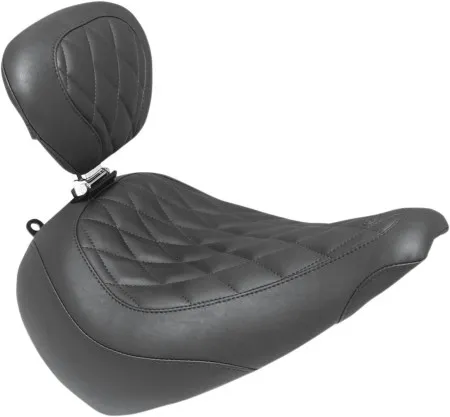 Mustang Wide Tripper Diamond Solo Seat With Backrest For 2018-2025 Softail Fat Boy Models (83025)