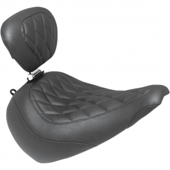 Mustang Wide Tripper Diamond Solo Seat With Backrest For 2018-2023 Softail Fat Boy Models (83025)