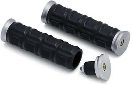Kuryakyn Dillinger Grips For 7/8 Inch Handlebars In Silver Finish (6678)