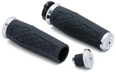 Kuryakyn Hex Grips In Chrome For 1974-2023 Harley Davidson Single And Dual Throttle Cable Models (5920)