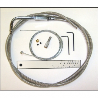Magnum Build Your Own Throttle Cable Kit in Stainless Steel With 45 Degree Elbow Chrome Fittings For 1996-2017 Dyna, 1996-2020 Softail, 1996-2020 Sportster, 1996-2020 Touring Models (393524)