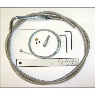Magnum Build Your Own Throttle Cable Kit in Stainless Steel With 45 Degree Elbow Chrome Fittings For 1996-2017 Dyna, 1996-2020 Softail, 1996-2020 Sportster, 1996-2020 Touring Models (393524)