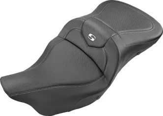 Saddlemen Heated Extended Reach Roadsofa CF 2-Up Seat in Black For 2008-2023 FLHR, FLHT, FLHX & FLTR Models (808-07B-186HCT)