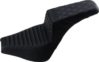 Saddlemen Step-Up TR Front & Rear LS 2-Up Seat in Black For 2018-2023 FXBB Street Bob & FXST Standard Models (818-30-176)