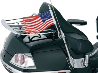 Kuryakyn Antenna Flag Mount With Flag In Chrome Finish For Honda 2001-2017 Gold Wing Motorcycles (4233)
