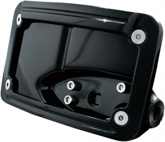 Kuryakyn Curved Horizontal Side Mount License Plate Holder In Gloss Black Finish (3125)