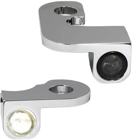 Heinz Bikes NANO Series LED Handlebars Turn Signals in Chrome Finish With Position Light For 2000-2014 Softail (Except Breakout And S With Hydraulic Clutch) Models (HBTSN-FL-14-C-PL)