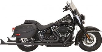 Bassani 36 Inch Fishtail 2-1/4 Inch Diameter Exhaust System 2-Into-2 in Black Finish For 2018-2023 Softail Deluxe & Heritage Classic Models (1S96EB36)
