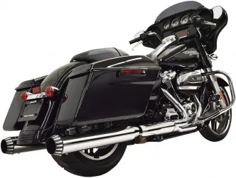 Bassani Exhaust 4 Inch Diameter QNT Slip-On Mufflers in Chrome Finish With Black End Caps For Harley Davidson 2017-2024 Touring Road King/Classic, Electra Glide Standard/Ultra Classic, Street Glide & Road Glide Models (1F72QNT5)