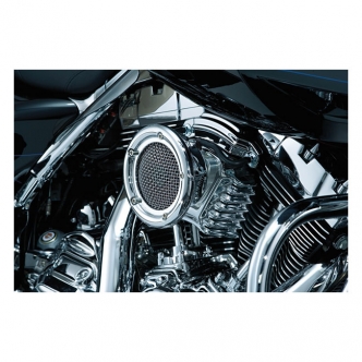 Kuryakyn Crusher Velociraptor Air Cleaner In Chrome With Polished Stainless Steel Screen For Harley Davidson 1991-2006 Sportster Motorcycles With CV Carb (9510)