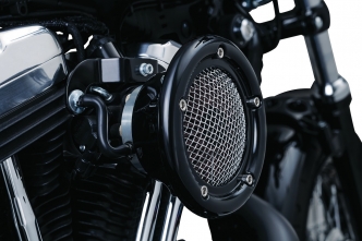 Kuryakyn Velociraptor Air Cleaner In Gloss Black Finish With Polished Stainless Screen For Harley Davidson 1999-2017 Twin Cam Motorcycles With CV Carb or Delphi EFI (9879)
