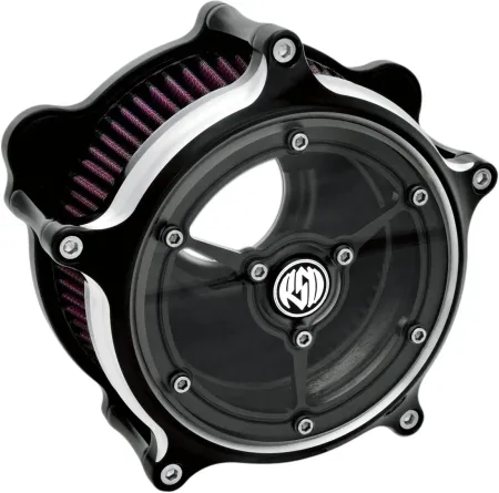 Roland Sands Design Clarity Air Cleaner Kit in Black Anodized Finish For CV Carb, 1993-2006 All B.T., Delphi Inj. 2001-2015 Softail, 2004-2017 Dyna (Excluding 2017 FXDLS), 2002-2007 FLT/Touring Models (0206-2059-BM)