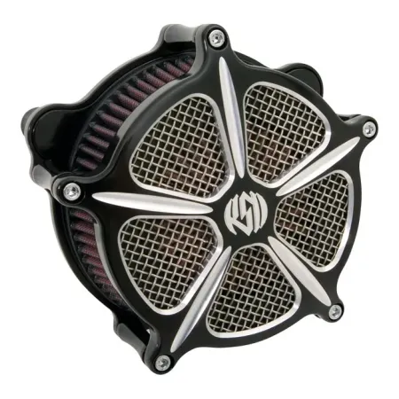 Roland Sands Design Venturi Air Cleaner 5 Spoke in Black Contrast Cut Finish For CV Carb, 1993-2006 All B.T., Delphi Inj., 2001-2015 Softail., 2004-2017 Dyna (Excluding 2017 FXDLS) & 2002-2007 FLT/Touring Models (0206-2000-BM)