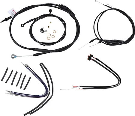 Burly Brand Apehanger Cable Kit 12 Black Vinyl Stainless Steel Handlebar W/o Abs in Black Finish For 2014-2022 XL Sportster (No ABS & Single Disc) (B30-1106)