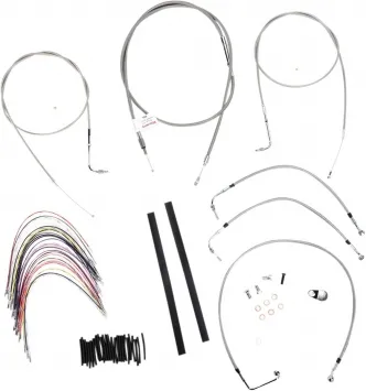 Burly Brand 16 Inch Apehanger Cable/Line Kit in Stainless Steel Finish For 1997-1999 FLHR/C, FLT/C/R Without ABS Models (B30-1077)