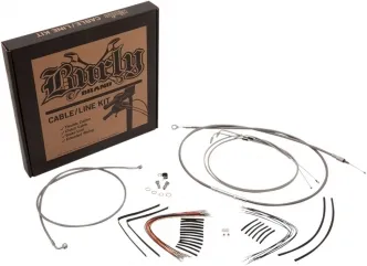 Burly Brand 15 Inch Apehanger Cable/Line Kit in Stainless Steel Braided Finish For 2017-2020 FLHT/CU/K/KL, FLHX/S With ABS Models (B30-1233)