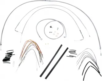 Burly Brand 14 Inch Apehanger Cable/Line Kit in Stainless Steel Finish For 2007-2010 FXST/B/C/D Without ABS Models (B30-1052)