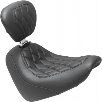 Mustang Diamond Wide Tripper Solo Seat With Driver Backrest For 2018-2023 Fat Bob Models (83016)