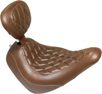 Mustang Wide Tripper Solo Seat With Driver Backrest in Brown For 2018-2023 Low Rider, 2020-2023 Low Rider S & 2018-2023 Sport Glide (83040)