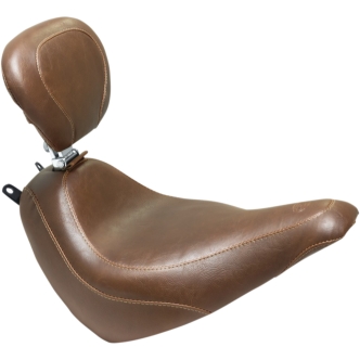 Mustang Wide Tripper Smooth Solo Seat in Brown For 2018-2023 Softail Deluxe/Heritage Classic Models (83001)