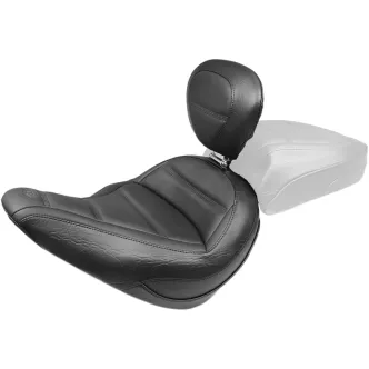 Mustang Standard Touring Quadruple Stitch Solo Seat With Backrest in Black For 2018-2021 Softail Slim Models (79028)