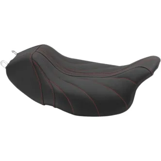 Mustang Revere Journey Gravity Red Stitching Solo Seat in Black For 2008-2023 Touring Models (75059AB)