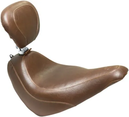 Mustang Wide Tripper Solo Seat With Driver Backrest in Brown For 2018-2021 Softail Slim Models (83049)