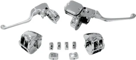 Drag Specialties Handlebar Control Kit With 9/16 Brake Master Cylinder Without Switches In Chrome For Harley Davidson 2011-2014 FXS/FLS/FLST, 2011-2013 FXCW/C & 2012-2017 FXD/FXDWG (H07-0755KDS)
