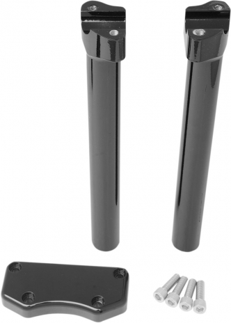 Drag Specialties 12 Inch Tall Buffalo Risers With Top Clamp In Black For 1 Inch Handlebars (0602-0599)