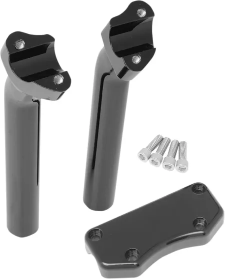 Drag Specialties 9.5 Inch Tall Buffalo Risers With Top Clamp In Black For 1 Inch Handlebars With 1 1/2 Inch Pullback (0602-0595)