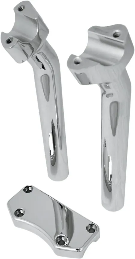 Drag Specialties 9.5 Inch Tall Buffalo Risers With Top Clamp In Chrome For 1 Inch Handlebars With 1 1/2 Inch Pullback (0602-0594)