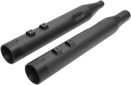 Drag Specialties Slip-On 4 Inch Mufflers In Black With Black Billet End Caps For Harley Davidson 2017-2024 Touring Models (H00972)