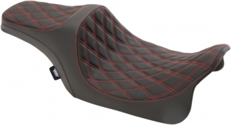 Drag Specialties Predator III Double Diamond Seat With Red Stitch For Harley Davidson 2008-2023 Touring Models (0801-1116)