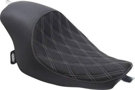 Drag Specialties 3/4 Double Diamond Silver Stitched Solo Seat For Harley Davidson 2004-2022 Sportster Models (0804-0745)