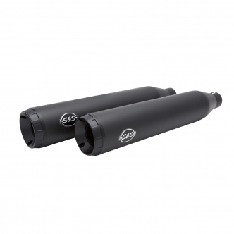 S&S Cycle Grand National EC Euro 4 Slip On Mufflers in Black Finish For 2014-2022 Sportster Models (550-1001)