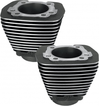 S&S Cycle 3-1/2 Inch Bore Cylinders In Wrinkle Black Finish For Harley Davidson 1984-1999 Big Twin Models With Stock, S&S Performance Or Super Stock Heads (91-7710)