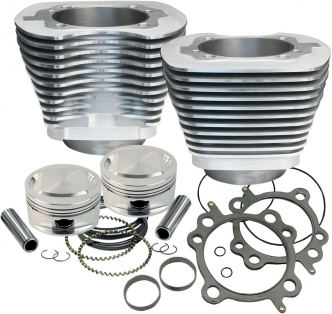 S&S Cycle 95 Inch Big Bore Cylinder & Piston Kit In Silver For Harley Davidson 1999-2006 Big Twin Models (910-0200)