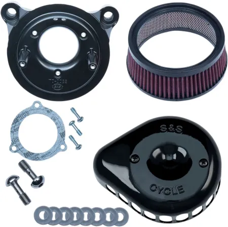 S&S Mini Teardrop Stealth Air Cleaner Kit in Gloss Black Finish For 2008-2017 HD Softail Touring And Trike (E-Throttle) Models (170-0438)