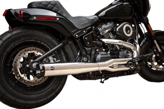 S&S Cycle SuperStreet 2 Into 1 Exhaust System In Chrome With Black End Caps For Race Only For Harley Davidson 2018-2023 Softail M8 Models (550-0790)