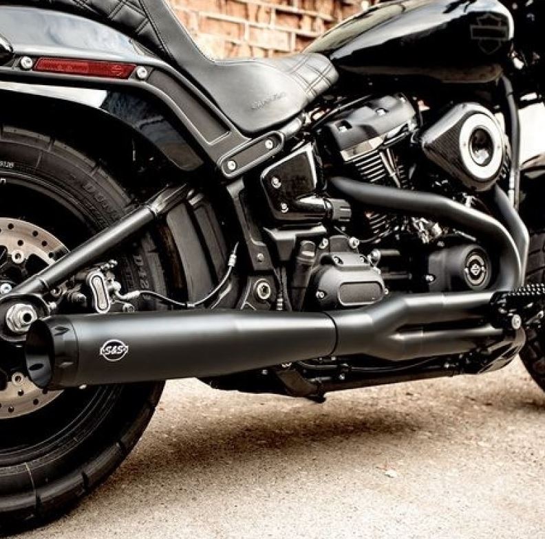S&S Cycle SuperStreet 2 Into 1 Exhaust System In Black For Harley