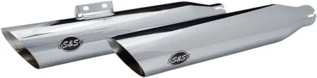 S&S Cycle Slash Cut Race Slip-On Mufflers In Chrome For Harley Davidson 2018-2024 Softail & 2018-2026 Breakout & Fat Boy Models (550-0736)