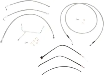 Burly Brand 13 Inch Apehanger Cable/Line Kit in Stainless Steel Finish For 2014-2015 FLHX, FLHT/C/U (NO ABS) Models (B30-1117)