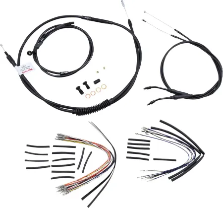 Burly Brand 14 Inch Apehanger Cable/Line Kit in Black Finish For 2006 Dyna Without ABS Models (B30-1037)