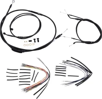 Burly Brand 14 Inch Apehanger Cable/Line Kit in Black Finish For 1996-2005 Dyna Without ABS Models (B30-1034)