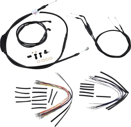 Burly Brand 14 Inch Apehanger Cable/Line Kit in Black Finish For 2006 FXDWG Without ABS Models (B30-1043)