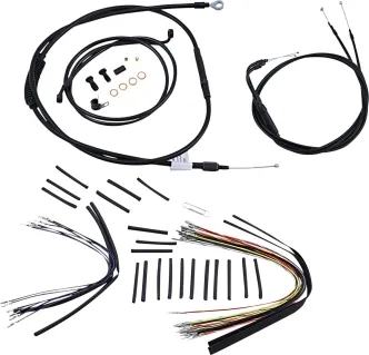 Burly Brand 14 Inch Apehanger Cable/Line Kit in Black Finish For 2007-2010 FXST Without ABS Models (B30-1012)
